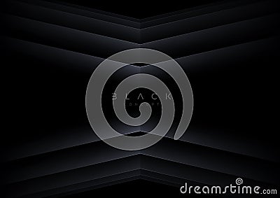 Black background with 3d layered abstract shape. Minimal template design. Vector. Vector Illustration